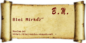 Blei Mirkó névjegykártya